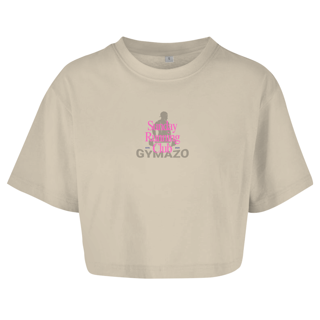Damen Oversize Crop Top Sunday Running Club