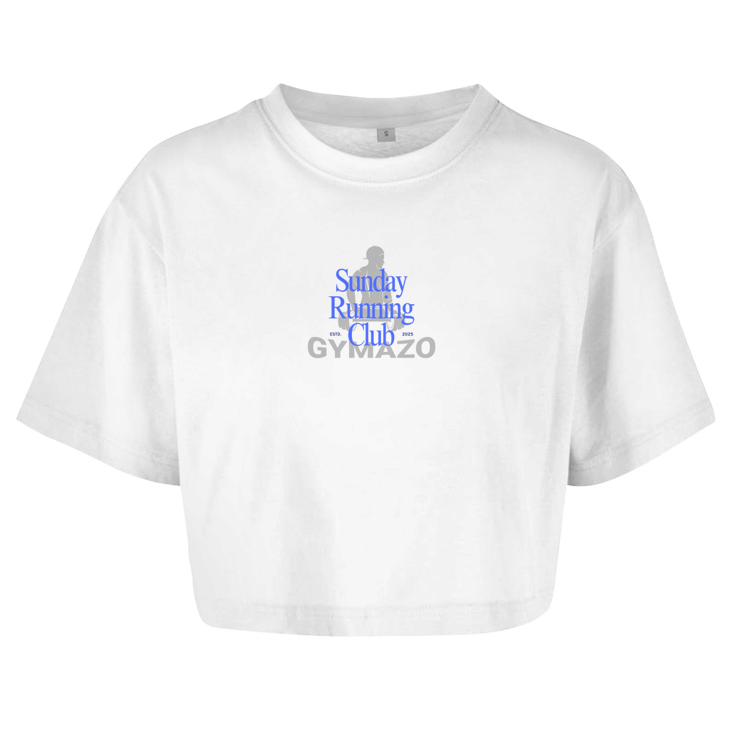 Damen Oversize Crop Top Sunday Running Club