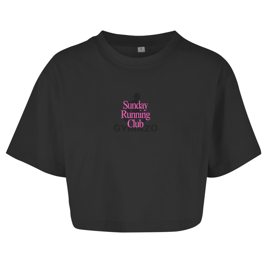 Damen Oversize Crop Top Sunday Running Club