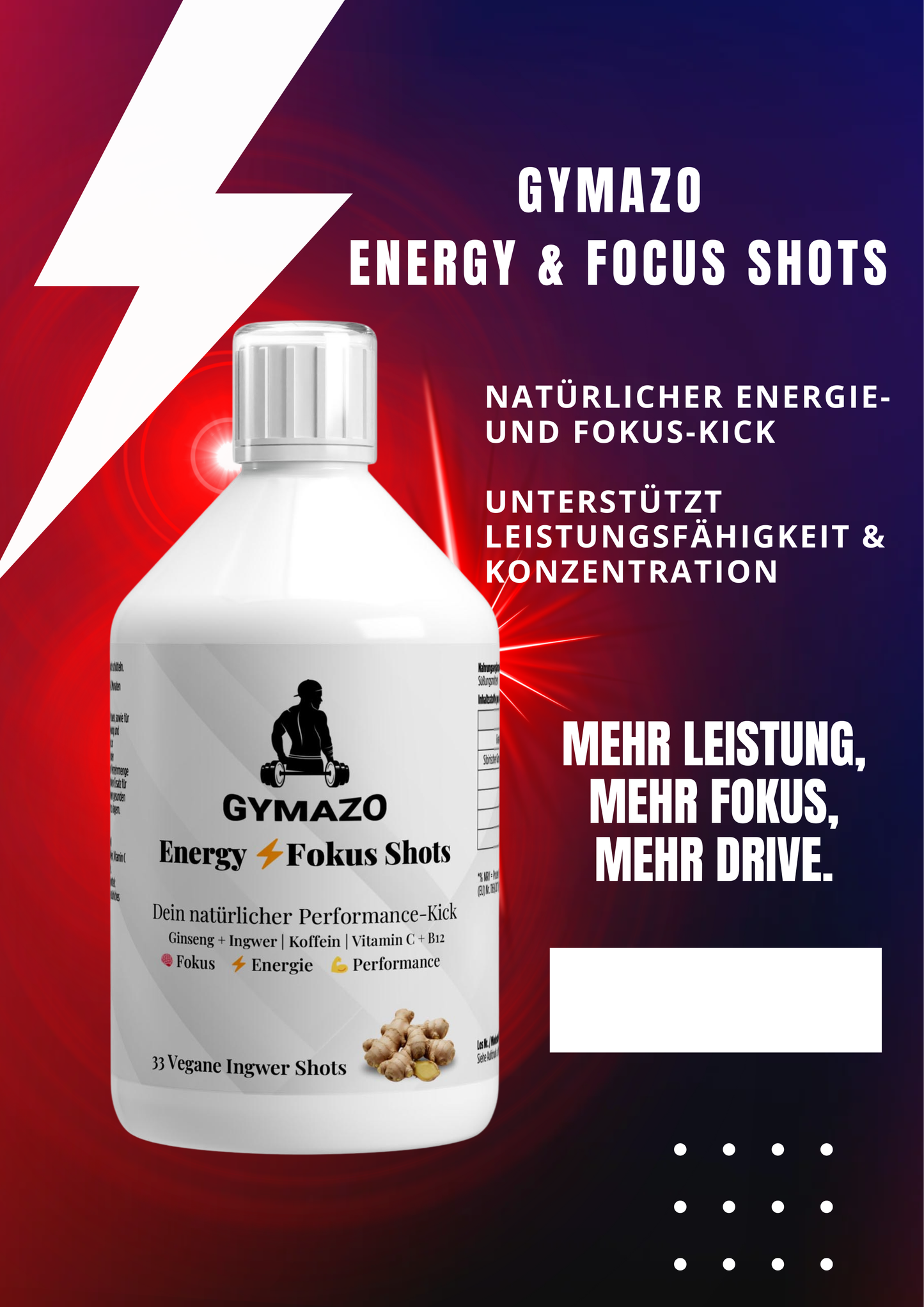 GYMAZO Energy & Fokus Shots - 33 Shots - 500ml