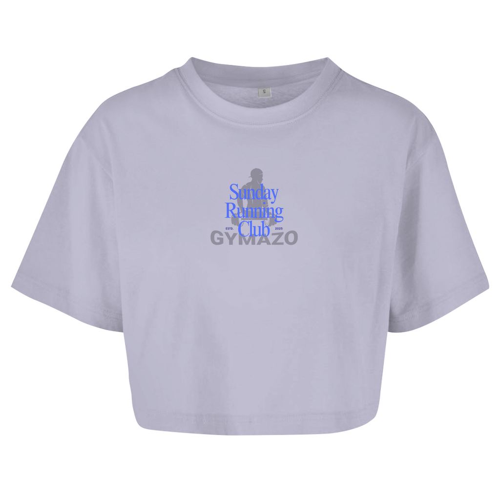 Damen Oversize Crop Top Sunday Running Club