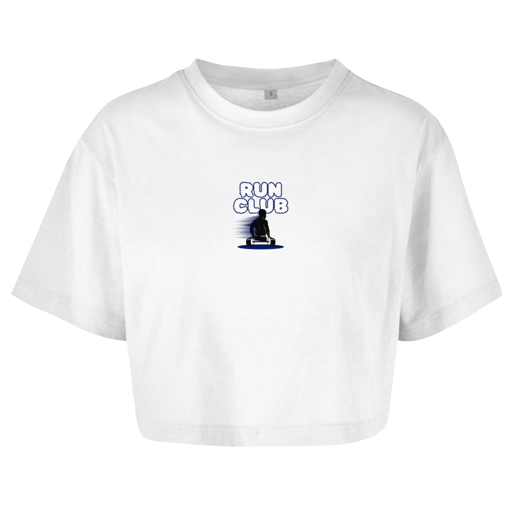 Damen Oversize Crop Top Run Club