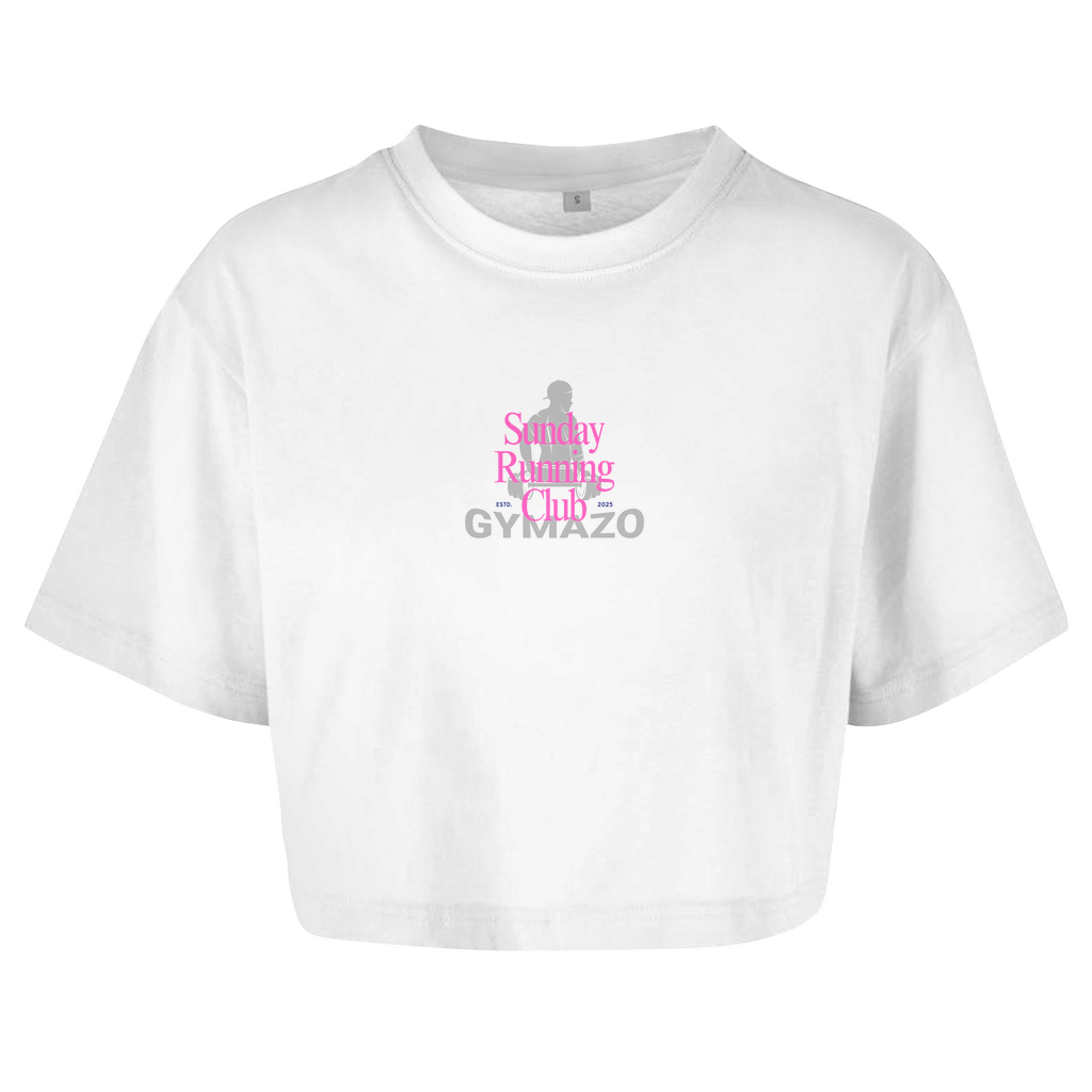 Damen Oversize Crop Top Sunday Running Club