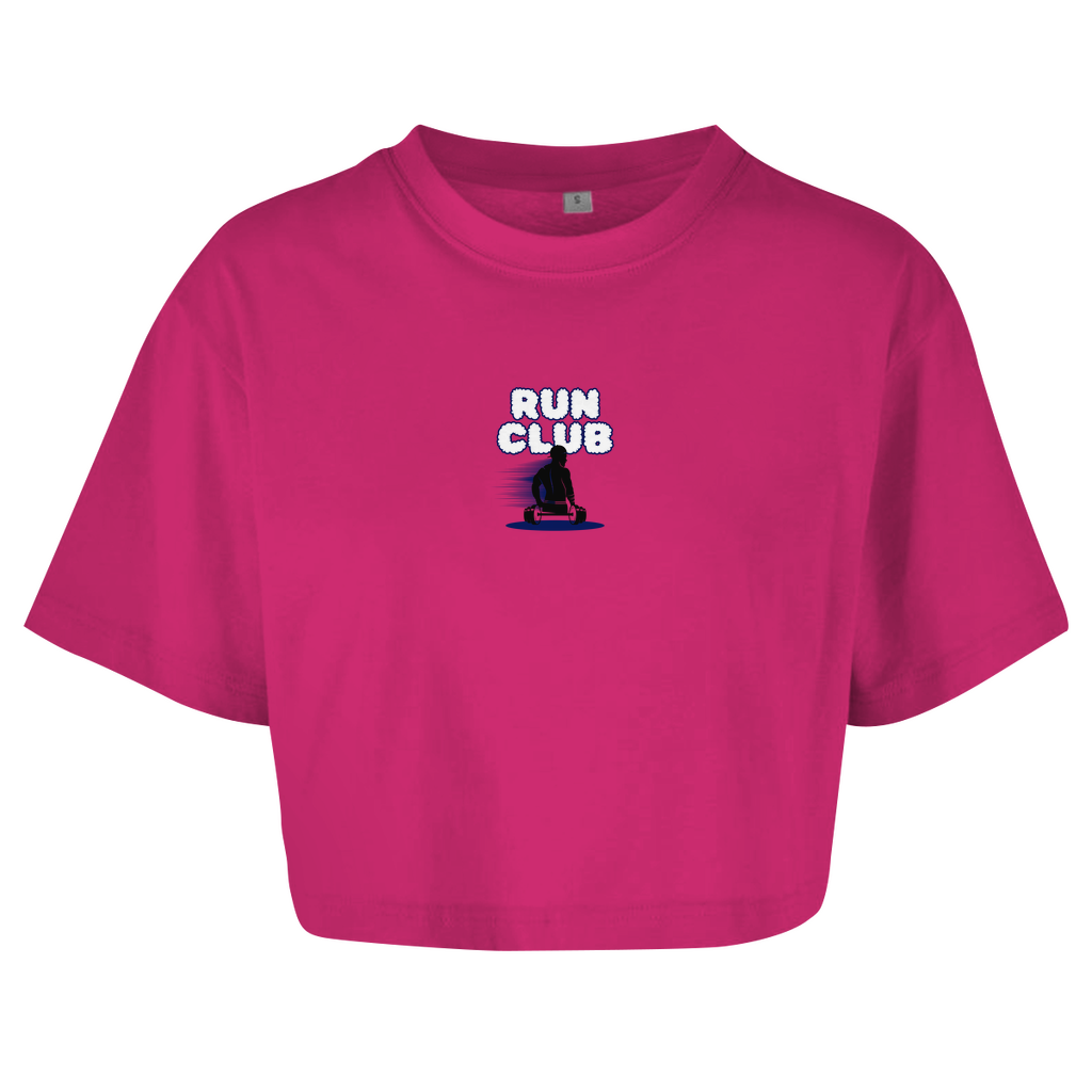 Damen Oversize Crop Top Run Club