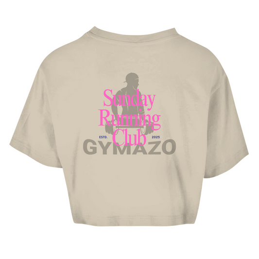 Damen Oversize Crop Top Sunday Running Club