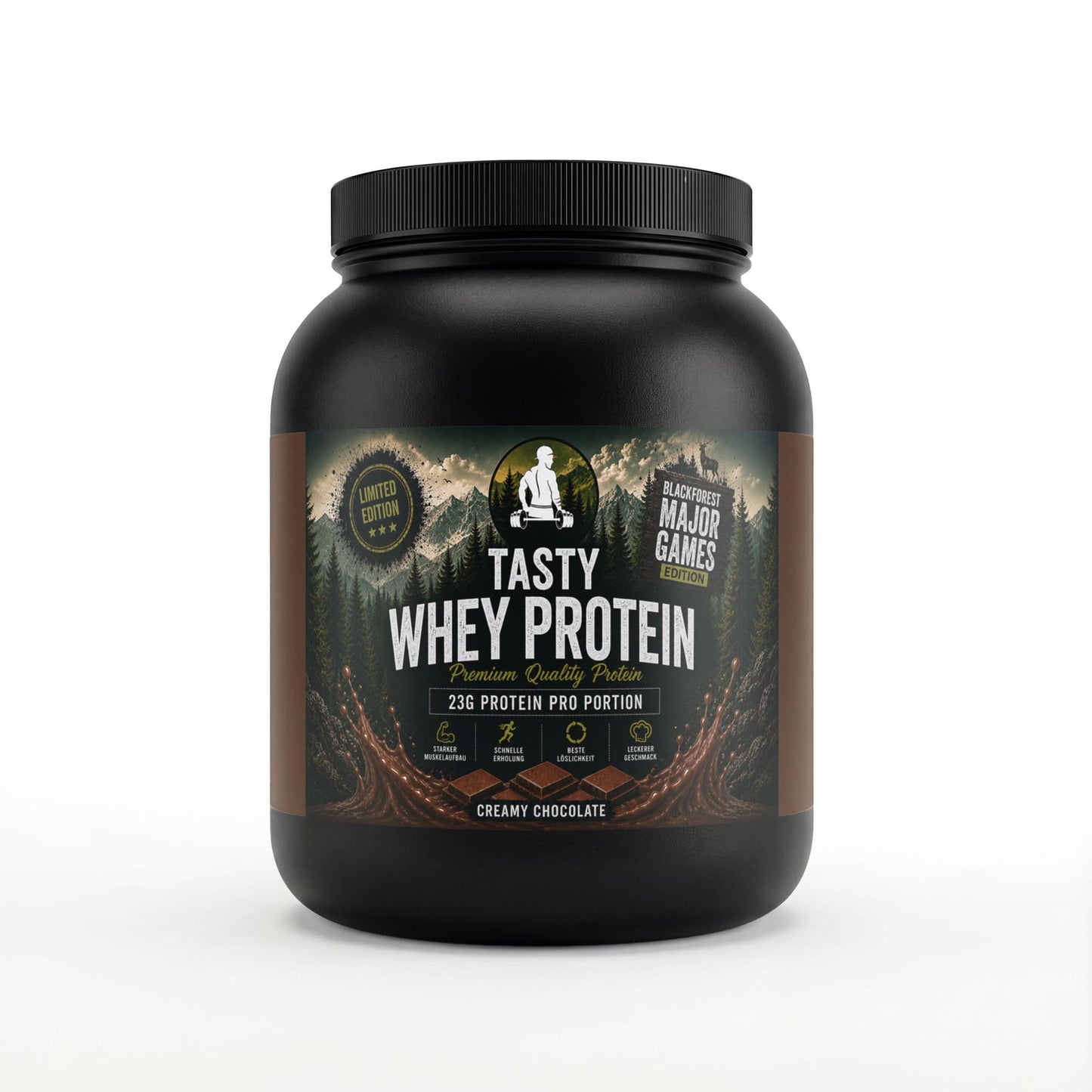 GYMAZO Premium Whey Protein – Creamy Chocolate | Black Forest Major Games Edition