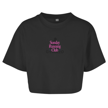 Damen Oversize Crop Top Sunday Running Club