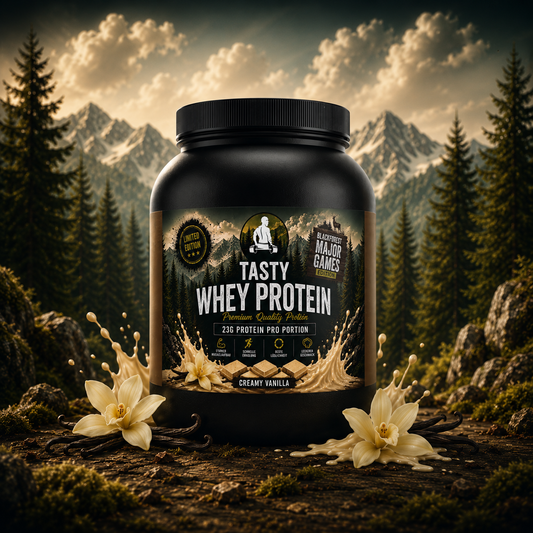 GYMAZO Premium Whey Protein – Creamy Vanilla | Black Forest Major Games Edition