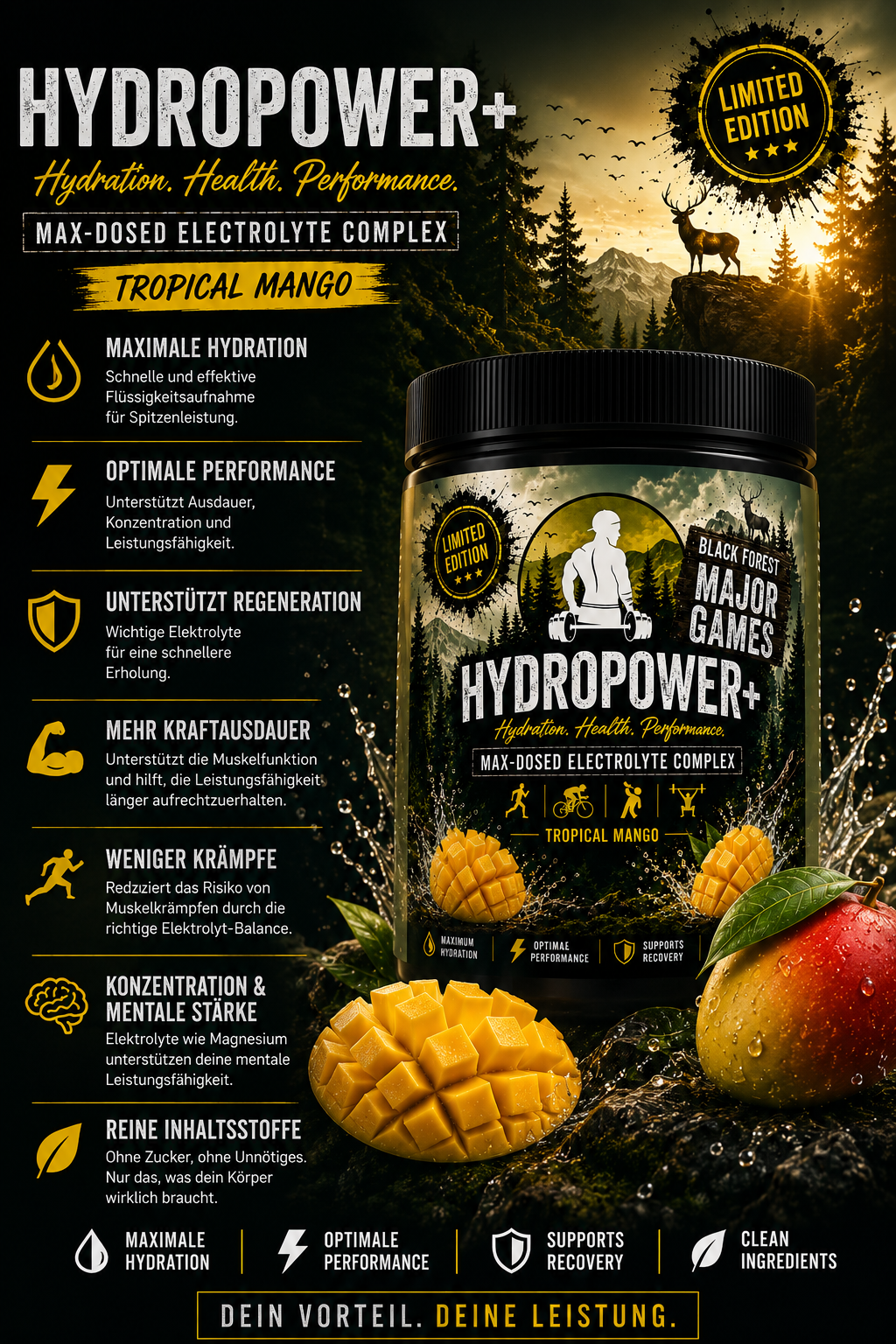 Hydropower+ BLACK FOREST MAJOR GAMES EDITION Tropical Mango