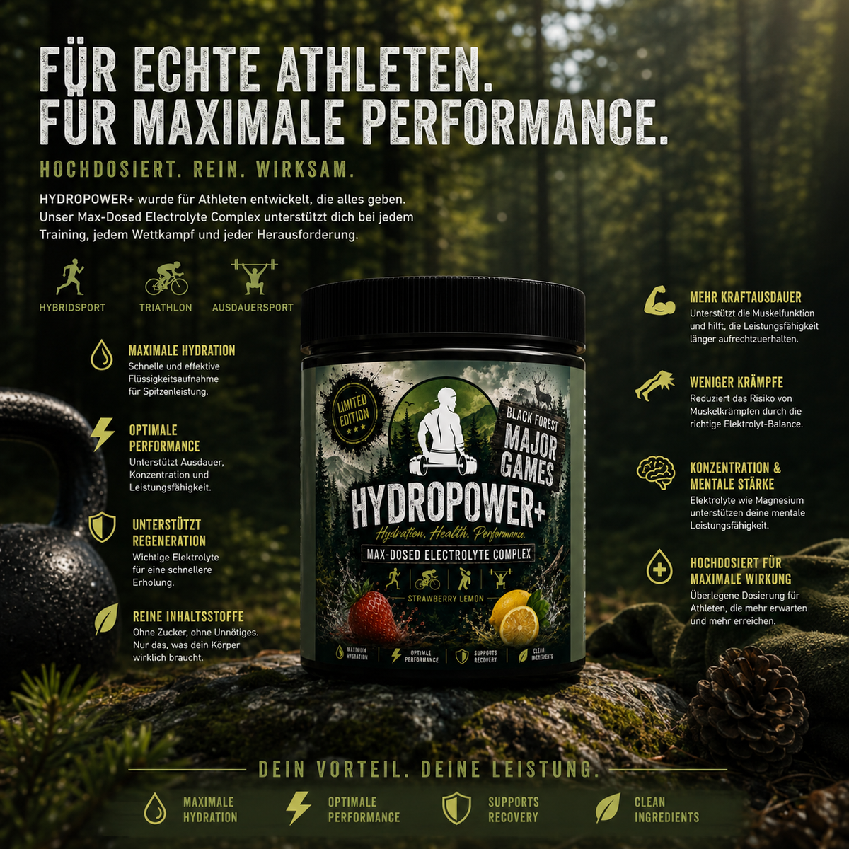 Hydropower+ BLACK FOREST MAJOR GAMES EDITION Strawberry Lemon