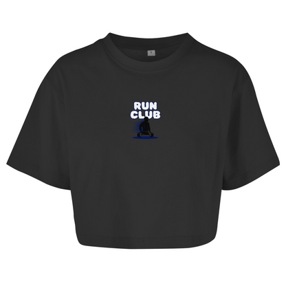 Damen Oversize Crop Top Run Club
